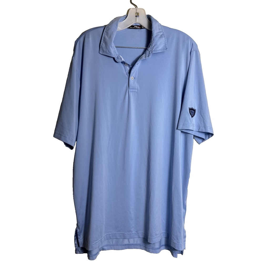 RLX Ralph Lauren Large Blue RTJ Golf Polo Shirt Performance Stretch Short Sleeve